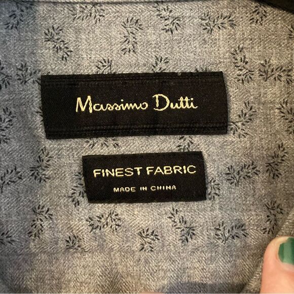 Massimo Dutti Men’s long sleeve gray button down size Medium! EUC! - Picture 6 of 9